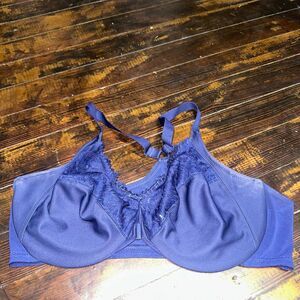 Glamorise blue Front Closure full figure 44DD Lacy sexy Bra